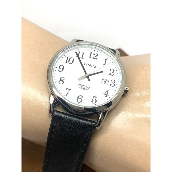 Timex Men's Watch TW2V68800 Quartz Indiglo White Dial Black Leather Band… - Picture 5 of 14